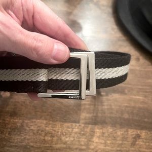 Authentic Bally black and white woven belt.